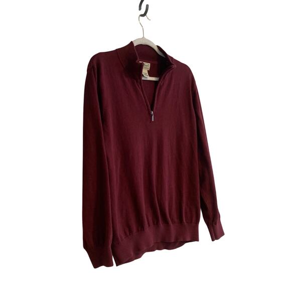 LL Bean Maroon Burgundy 1/4 Zip Cotton Cashmere Blend Preppy Sweater Size Lrage - Picture 3 of 16